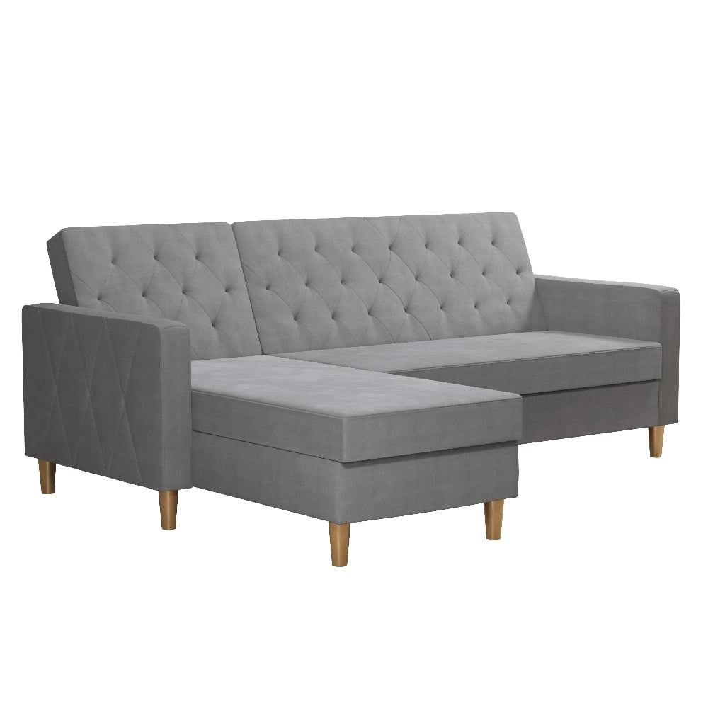 Lahaina Fabric Sofa Bed With Oak Legs In Light Grey