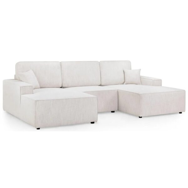 Leonard Fabric U Shaped Corner Sofa In Beige