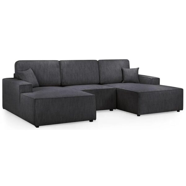 Leonard Fabric U Shaped Corner Sofa In Black