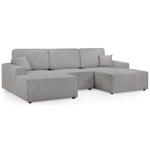 Leonard Fabric U Shaped Corner Sofa In Grey