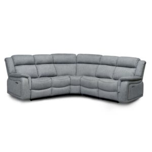 Lindsay Fabric Electric Recliner Large Corner Sofa In Grey