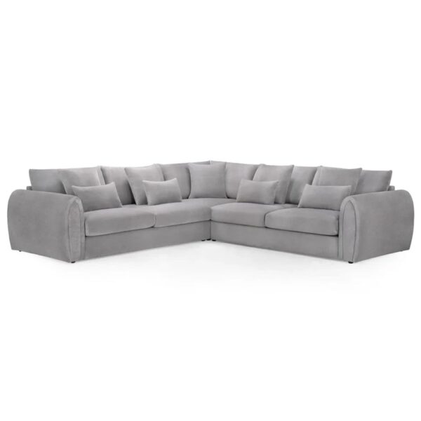 Millburn Velvet Large Corner Sofa In Grey