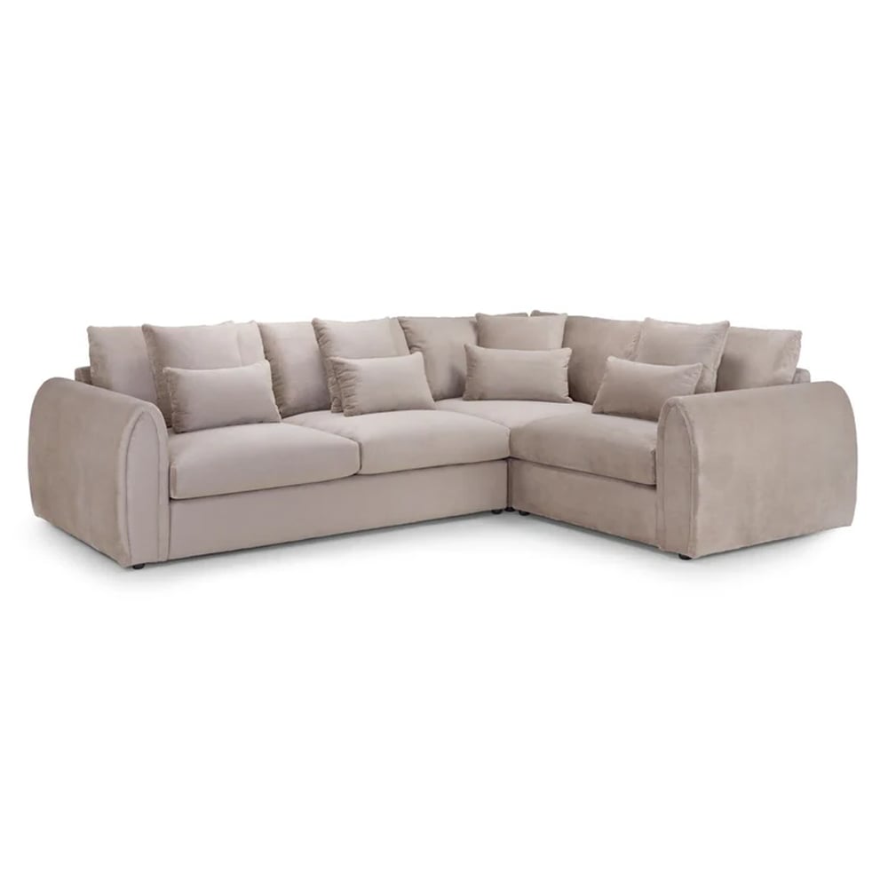 Millburn Velvet Right Hand Corner Sofa In Mocha