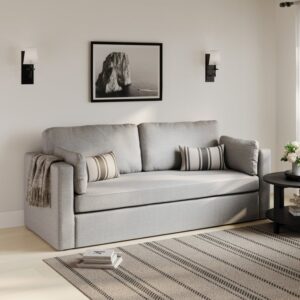 Nashville Linen Fabric 3 Seater Sofa In Light Grey