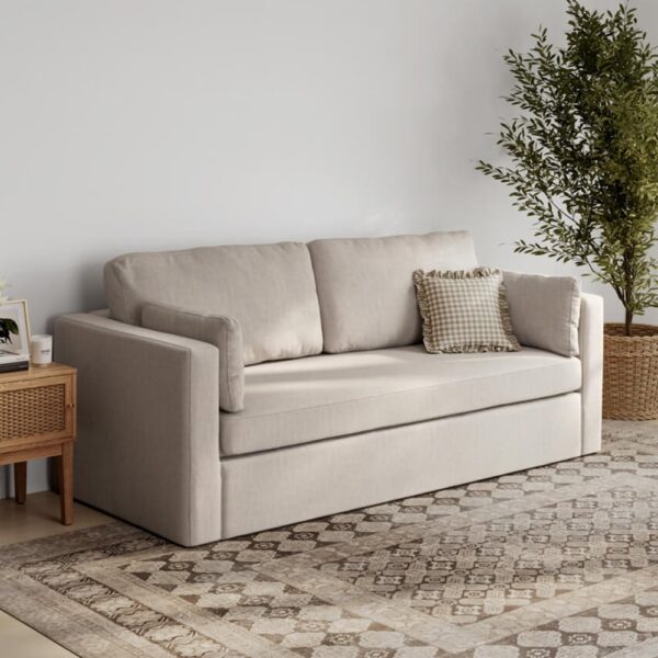 Nashville Linen Fabric 3 Seater Sofa In Stone