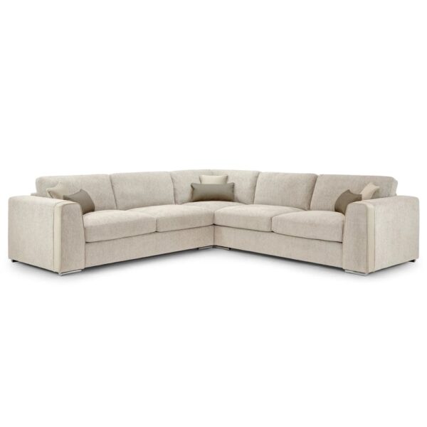 Newkirk Fabric Large Corner Sofa In Beige