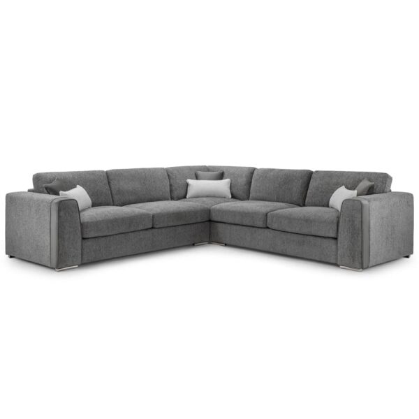 Newkirk Fabric Large Corner Sofa In Grey