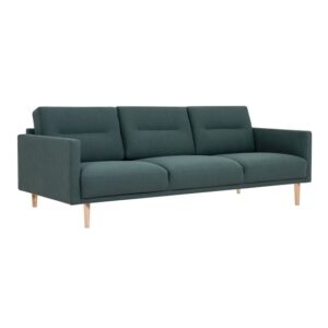 Nexa Fabric 3 Seater Sofa With Oak Legs In Dark Green