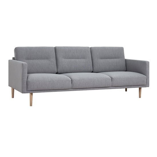 Nexa Fabric 3 Seater Sofa With Oak Legs In Grey