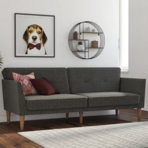 Rockingham Fabric Sofa Bed With Wooden Legs In Grey